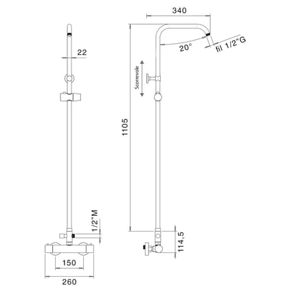 Στήλη ντους C16 Chrome 